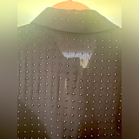 EXPRESS Black on Black Rhinestone Studded Collared Portofino Shirt Small - Picture 9 of 13